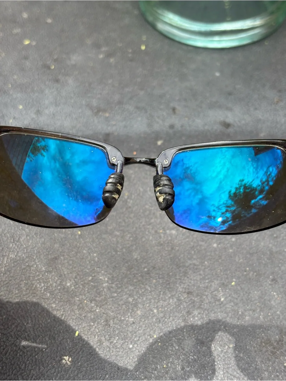 Maui Jim Ho'okipa Polarized Sunglasses Blue Hawaii Lens Smoke Grey Rimless Sport